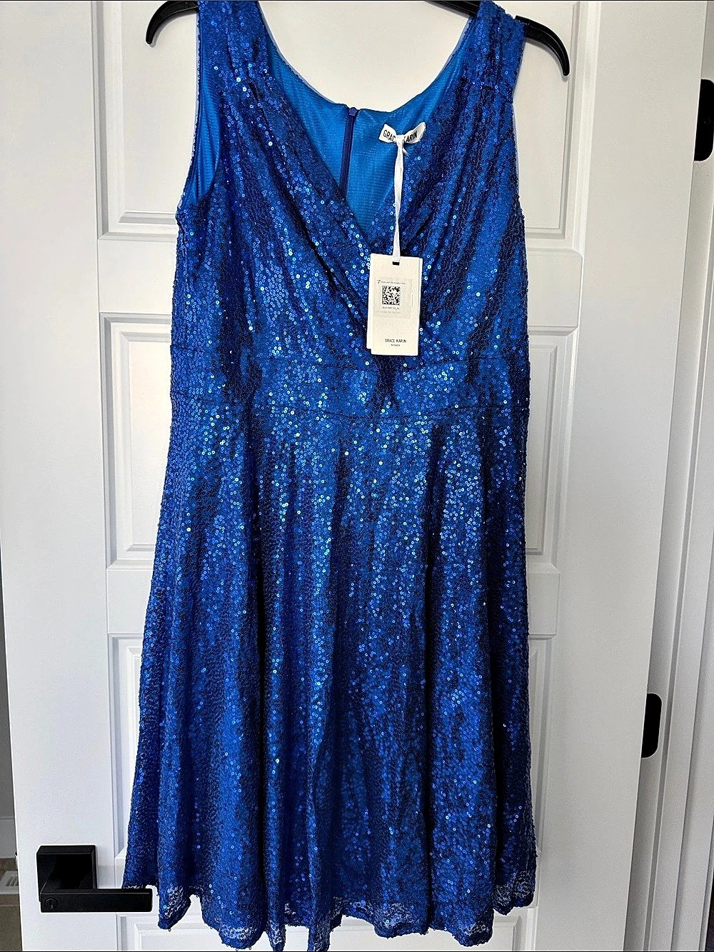 Grace Karin Women's V-Neck Sleeveless Sequin Cocktail Dress